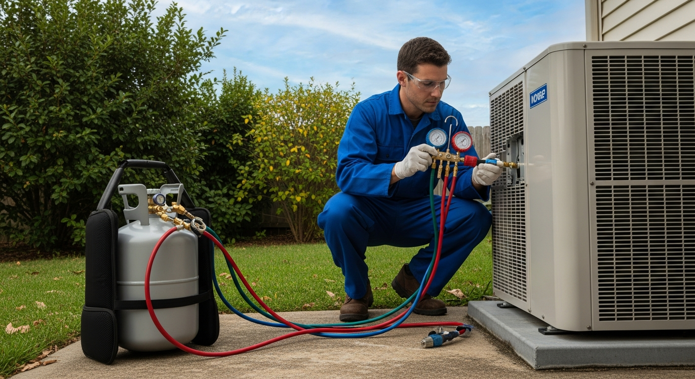 Klima gaz dolumu İstanbul – teknisyen freon şarjı yapıyor